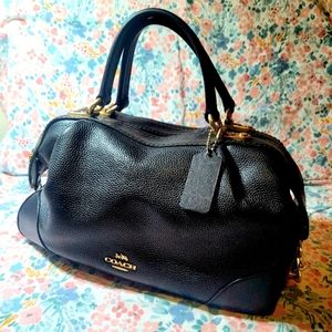 Authentic Coach Lane bag in black pebbled leather with gold hardware